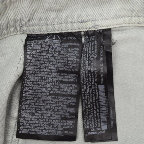 Zara Marine Jeans Womens 0 High Waisted Wide Leg Raw Hem Gray Green - Picture 3 of 6